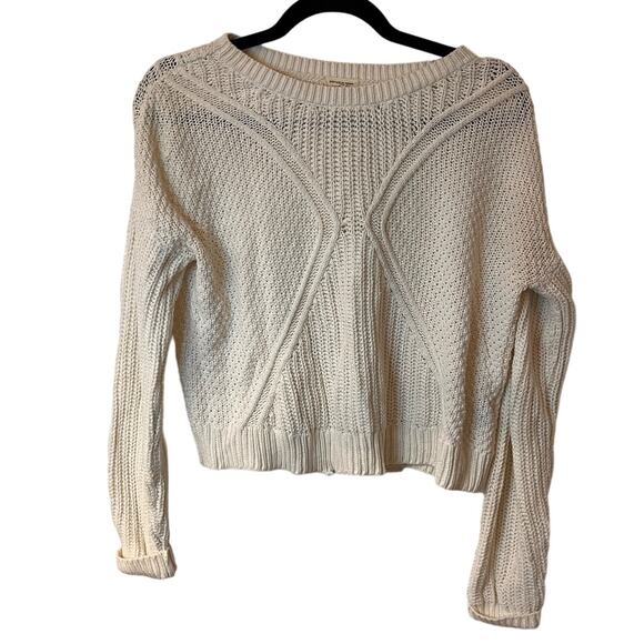 Silence + Noise Off White Pullover Cropped Sweater Size Small - Picture 1 of 6